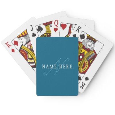 Elegant Looking Monogram | Ocean Blue Poker Cards