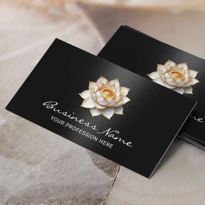 Elegant Lotus Flower Modern Black Salon & SPA