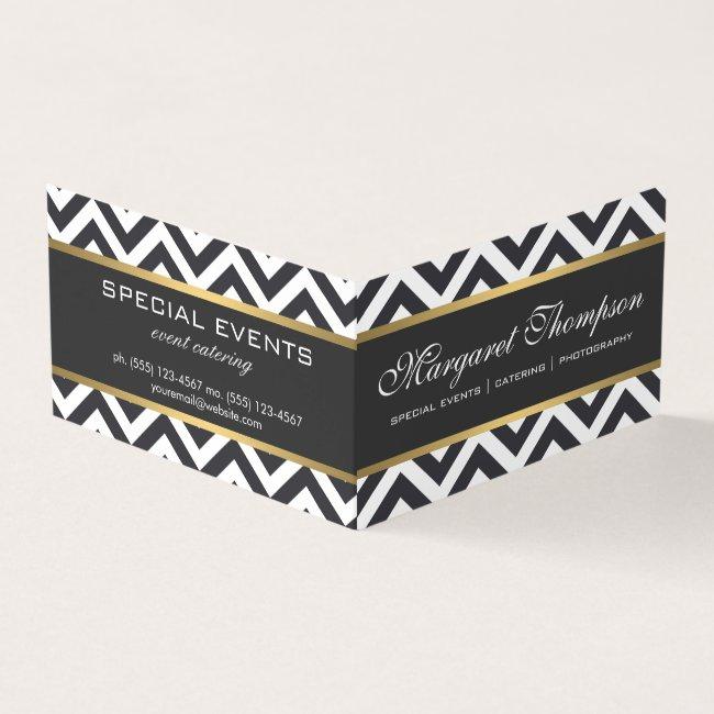 Elegant Luxe Chevron Pattern Gold Trim