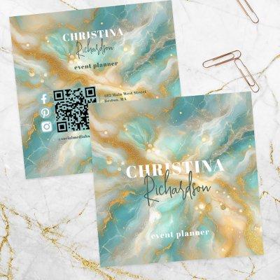 Elegant Luxury Glam Gold Glitter Aquamarine Marble Square