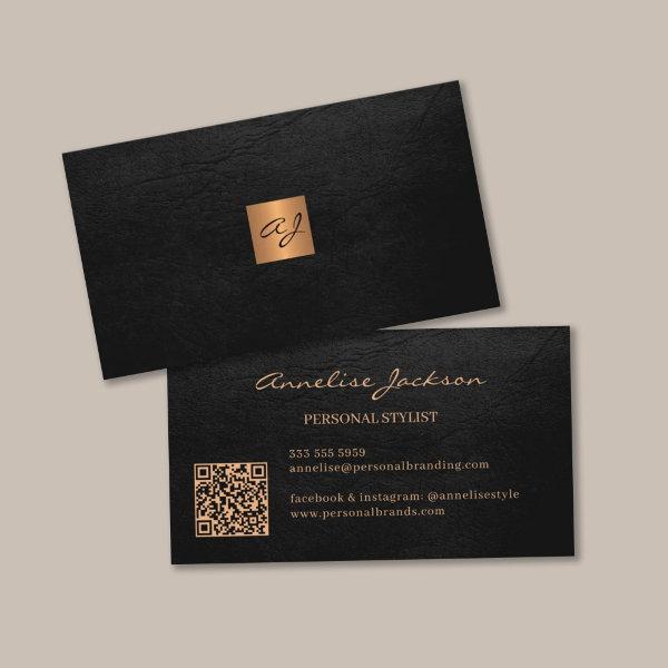 Elegant luxury gold black monogram QR code