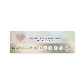 Elegant luxury holographic soft pink heart loyalty card