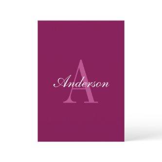Elegant Magenta Red, Pink & White Name & Monogram Invitation