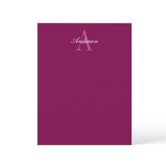 Elegant Magenta Red, Pink & White Name & Monogram Letterhead