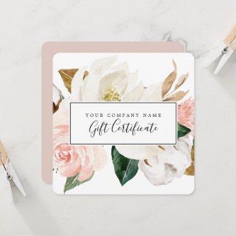 Elegant Magnolia | White & Blush Gift Certificate  Invitation