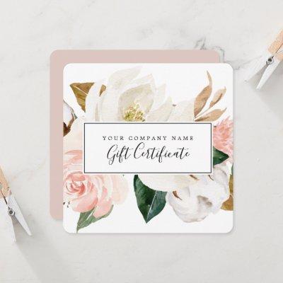 Elegant Magnolia | White & Blush Gift Certificate  Invitation