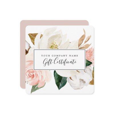 Elegant Magnolia | White & Blush Gift Certificate  Invitation