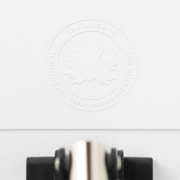 Elegant Maple Leafy Foliage Return Address  Embosser
