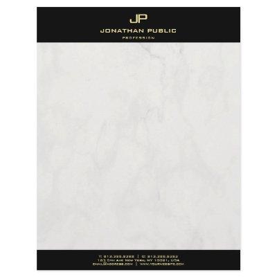 Elegant Marble Modern Black Gold Monogram Template Letterhead