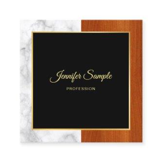Elegant Marble Wood Gold Luxury Modern Plain Square