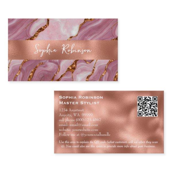 Elegant Mauve Marble and Faux Copper