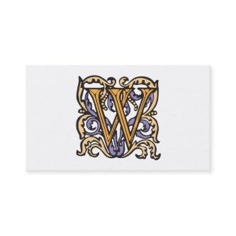 Elegant Medieval Letter W Antique Monogram
