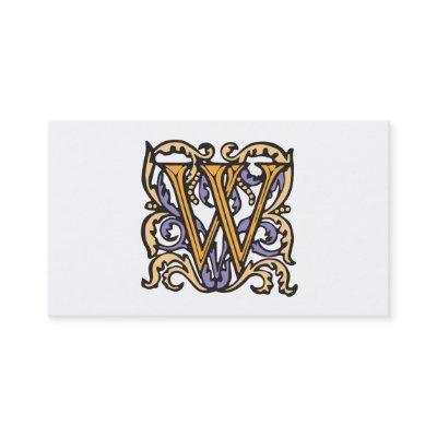 Elegant Medieval Letter W Antique Monogram