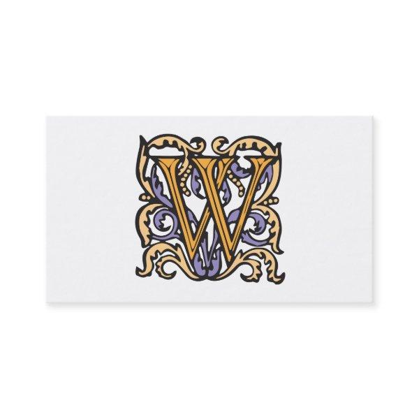 Elegant Medieval Letter W Antique Monogram
