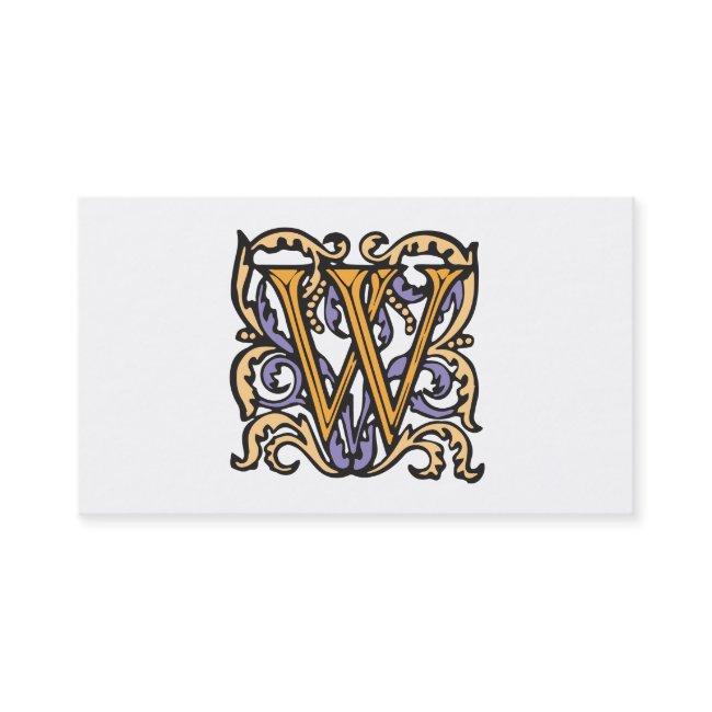 Elegant Medieval Letter W Antique Monogram