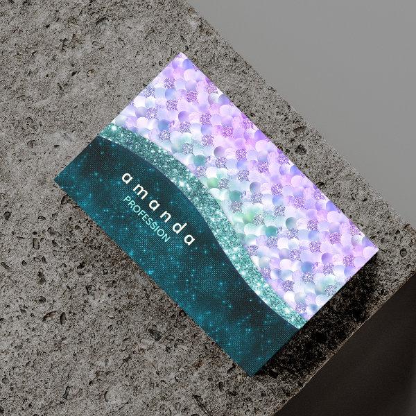elegant mermaid iridescent faux glitter monogram  magnet