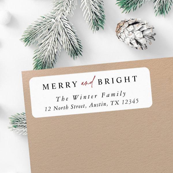 Elegant Merry and Bright Christmas Return Address Label