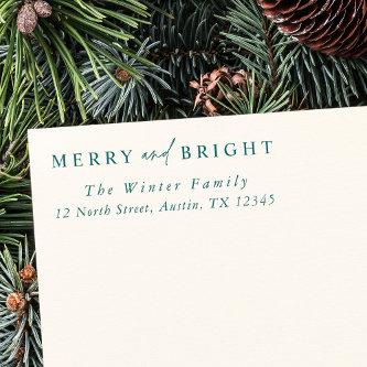 Elegant Merry and Bright Christmas Return Address Rubber Stamp