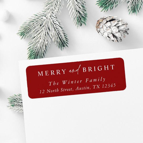 Elegant Merry & Bright Christmas Return Address Label
