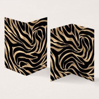 Elegant Metallic Gold Zebra Black Animal Print