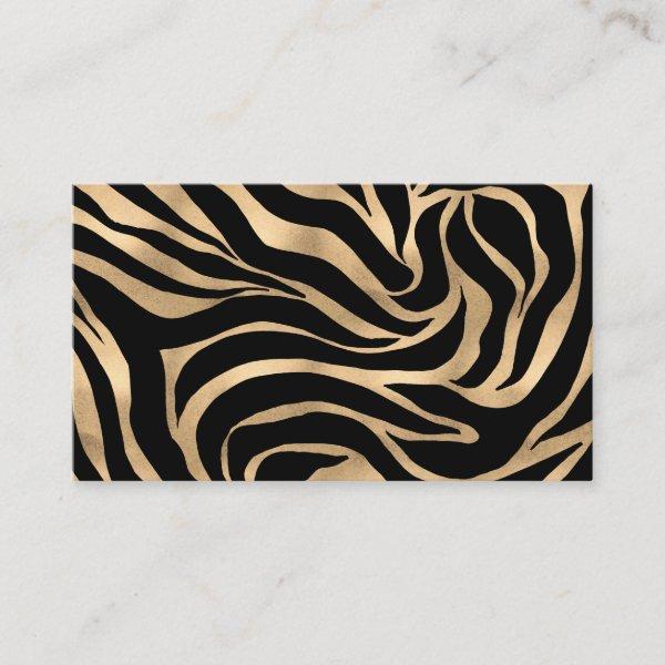 Elegant Metallic Gold Zebra Black Animal Print