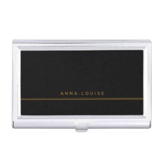 Elegant Minimal Black Gold Line Name  Case