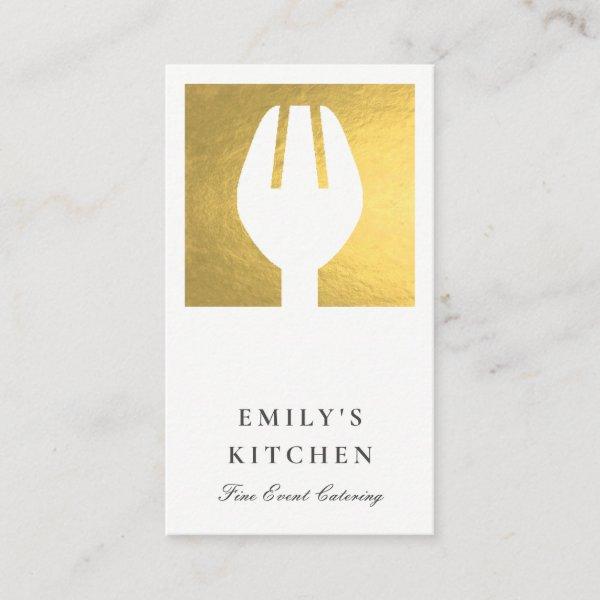 ELEGANT MINIMAL FAUX GOLD FORK CHEF CATERING