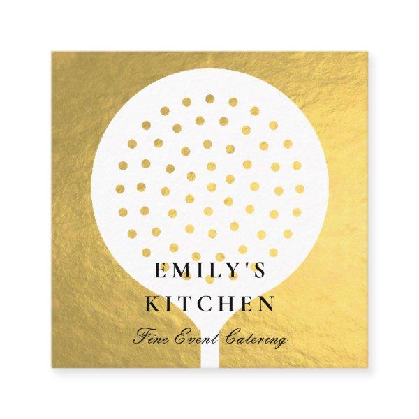 ELEGANT MINIMAL FAUX GOLD SKIMMER CHEF CATERING SQUARE
