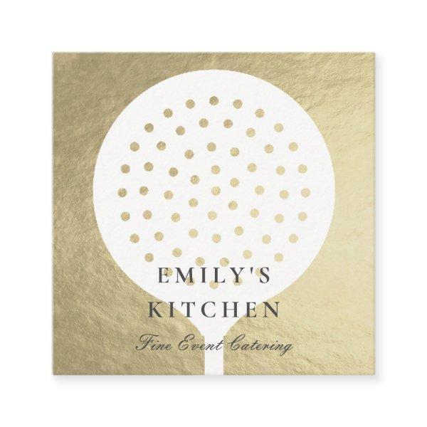 ELEGANT MINIMAL FAUX SILVER SKIMMER CHEF CATERING SQUARE