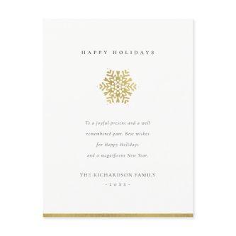 Elegant Minimal Gold Snowflake Merry Christmas Holiday Postcard