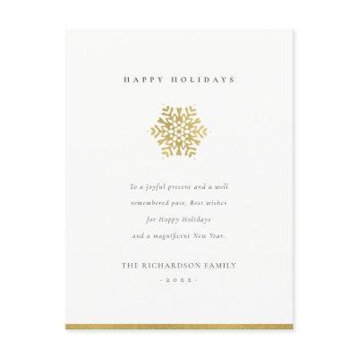 Elegant Minimal Gold Snowflake Merry Christmas Holiday Postcard