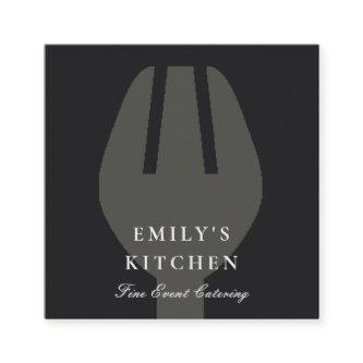 ELEGANT MINIMAL GREY BLACK FORK CHEF CATERING SQUARE