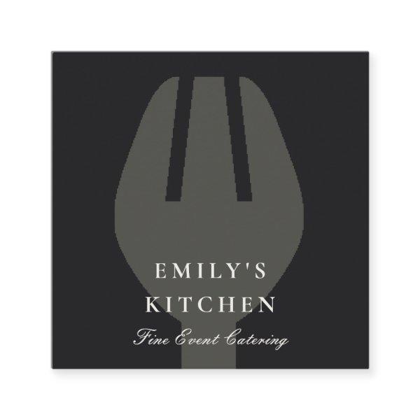 ELEGANT MINIMAL GREY BLACK FORK CHEF CATERING SQUARE