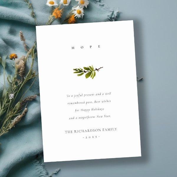 Elegant Minimal Pine Branch Christmas Hope Holiday Card