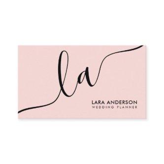 Elegant minimal pink black white monogram initials