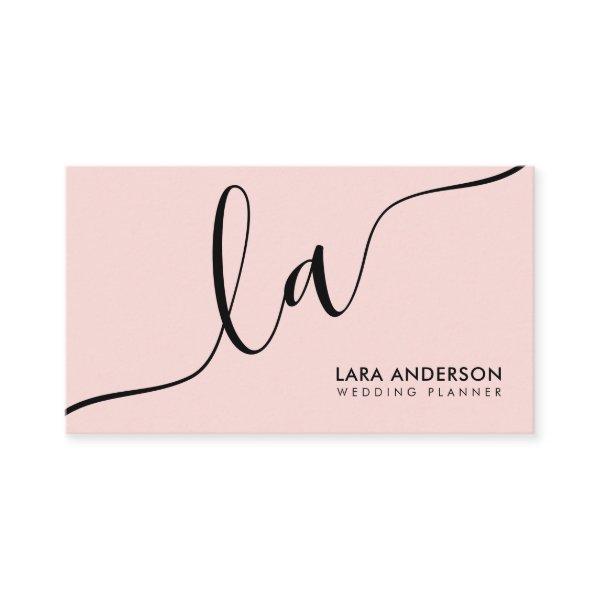 Elegant minimal pink black white monogram initials