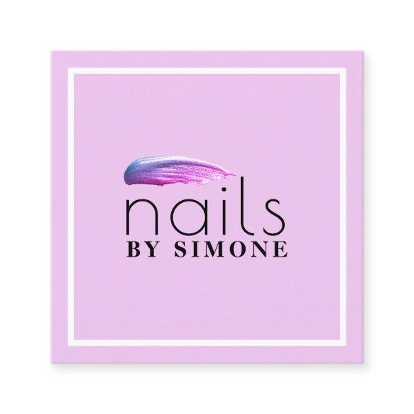 Elegant minimal purple nail polish stroke square