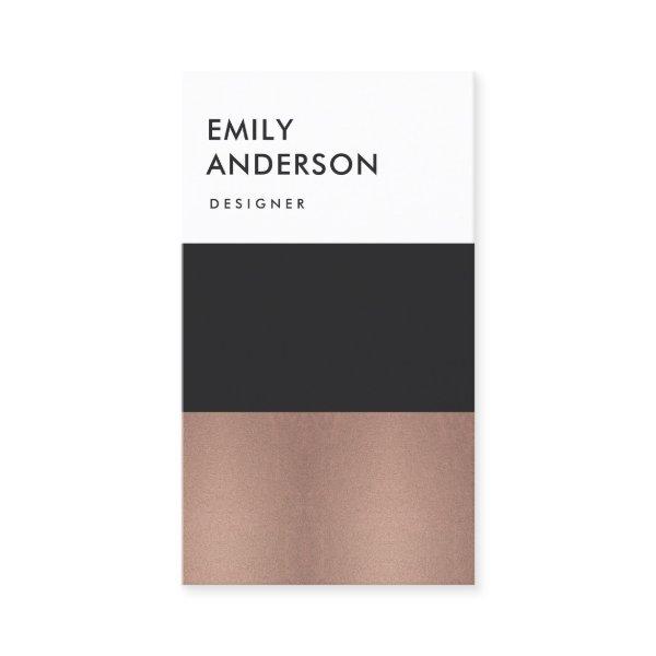 ELEGANT MINIMAL ROSE GOLD COPPER BLACK STRIPS