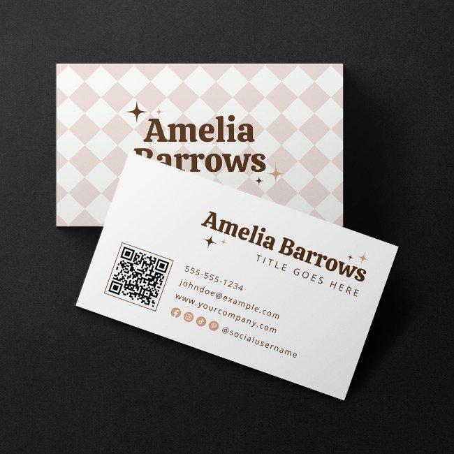 Elegant Minimal Sparkle Retro Typography QR Code