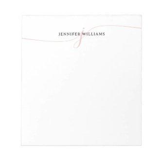 Elegant Minimalist Blush Pink Script Monogram Notepad