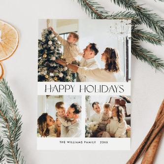 Elegant Minimalist Christmas Greeting 3 Photo Holiday Card