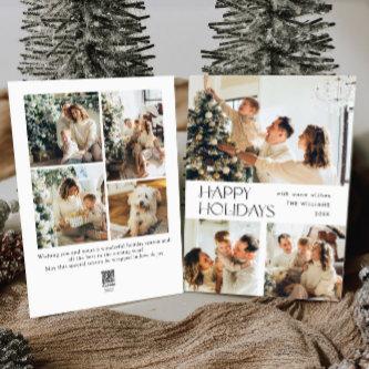 Elegant Minimalist Christmas Greeting 7 Photo Holiday Card