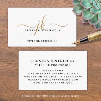 Elegant Minimalist Gold Monogram Script Initials