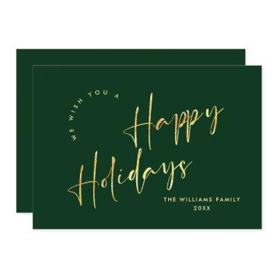 Elegant Minimalist Golden Christmas Greeting Holiday Card