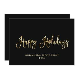 Elegant Minimalist Golden Corporate Christmas Holiday Card