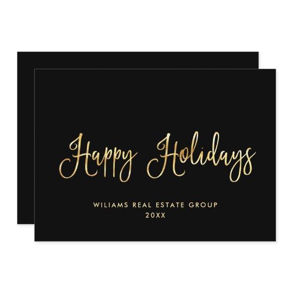Elegant Minimalist Golden Corporate Christmas Holiday Card