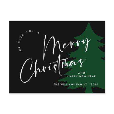 Elegant Minimalist Merry Christmas Greeting Postcard
