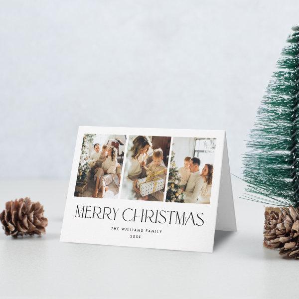 Elegant Minimalist Modern Christmas 5 Photo Holiday Card