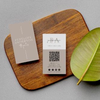 Elegant Minimalist Neutral QR Code Boho Modern