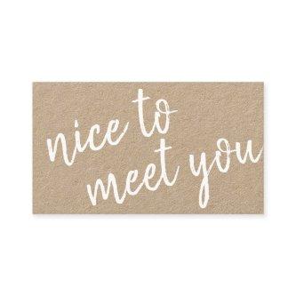 Elegant Minimalist Nice to Meet You Greeting Kraft